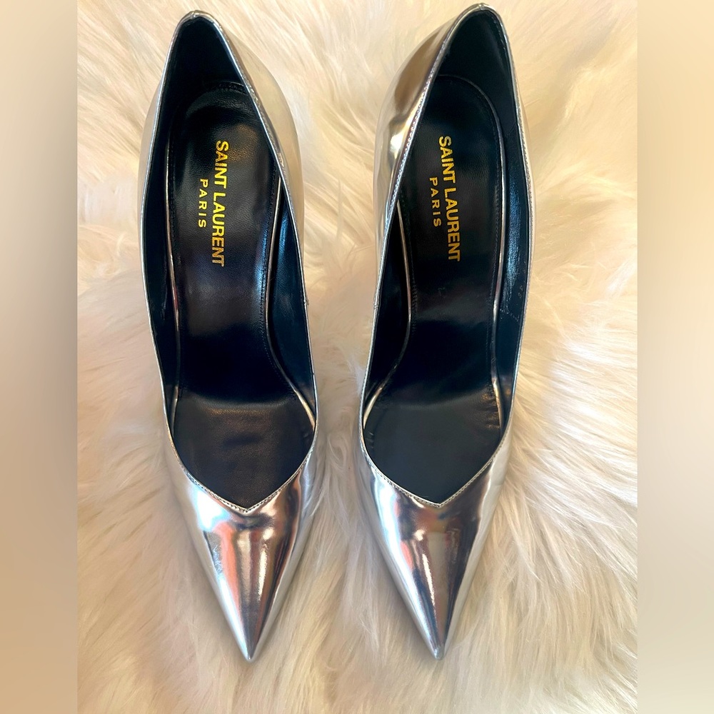 Size 40 Saint Laurent Kiki 100Metallic Pumps